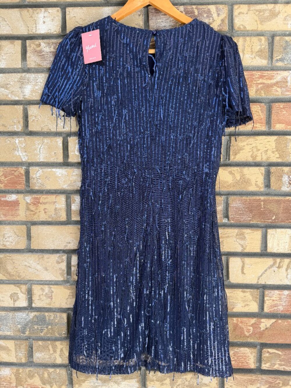 Yumi Dripping Sequin Tunic Dress Navy Blue Sparkly Mini Party Cocktail NWT 4 - Picture 11 of 12